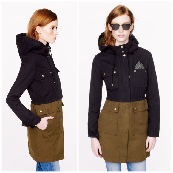 Colorblock Field Jacket Waxed Coat 